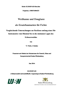 Bild der Titelseite der Publikation: Weißtanne und Douglasie als Ersatzbaumarten für Fichte