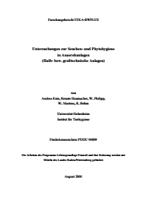 Bild der Titelseite der Publikation: Untersuchungen zur Seuchen- und Phytohygiene in Anaerobanlagen (Halb- bzw. großtechnische Anlagen)