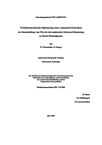 Bild der Titelseite der Publikation: Verfahrenstechnische Optimierung eines Ammoniak-Generators zur Bereitstellung von NH3 für die katalysierte Stickoxid-Minderung in Diesel-Motorabgasen