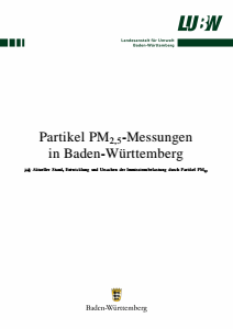 Bild der Titelseite der Publikation: Partikel PM2,5-Messungen in Baden-Württemberg