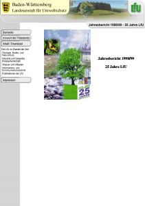 Bild der Titelseite der Publikation: Jahresbericht 1998/99 der Landesanstalt für Umweltschutz Baden-Württemberg - 25 Jahre LfU