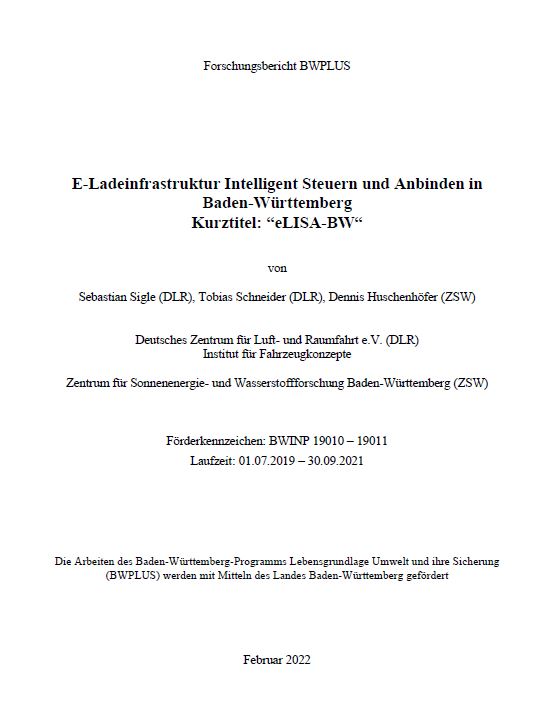 Bild der Titelseite der Publikation: E-Ladeinfrastruktur Intelligent Steuern und Anbinden in Baden-Württemberg