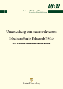 Bild der Titelseite der Publikation: Untersuchung von massenrelevanten Inhaltsstoffen in Feinstaub PM10