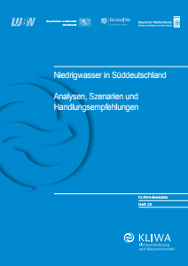 Bild der Titelseite der Publikation: Niedrigwasser in Süddeutschland