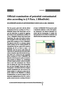Bild der Titelseite der Publikation: Official examination of potential contaminated sites according to § 9 Para. 1 BBodSchG