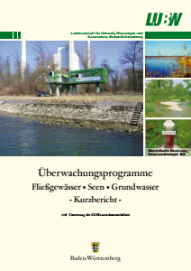 Bild der Titelseite der Publikation: Überwachungsprogramme: Fließgewässer, Seen, Grundwasser - Kurzbericht