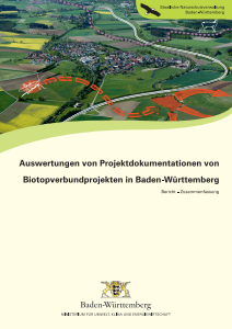 Bild der Titelseite der Publikation: Auswertungen von Projektdokumentationen von Biotopverbundprojekten in Baden Württemberg - Arbeitshilfe