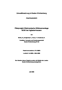 Bild der Titelseite der Publikation: Elektronische Wildwechselwarnanlage B292 bei Aglasterhausen