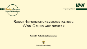 Bild der Titelseite der Publikation: Radon-Informationsveranstaltung »Von Grund auf sicher« - 09.06.2021