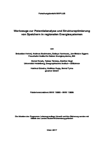 Bild der Titelseite der Publikation: Werkzeuge zur Potentialanalyse und Strukturoptimierung von Speichern in regionalen Energiesystemen