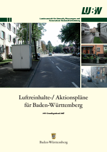 Bild der Titelseite der Publikation: Luftreinhalte-/ Aktionspläne für Baden-Württemberg