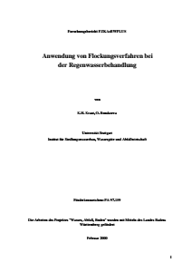 Bild der Titelseite der Publikation: Anwendung von Flockungsverfahren bei der Regenwasserbehandlung