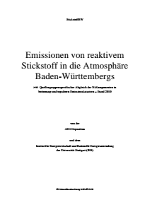 Bild der Titelseite der Publikation: Emissionen von reaktivem Stickstoff in die Atmosphäre Baden-Württembergs