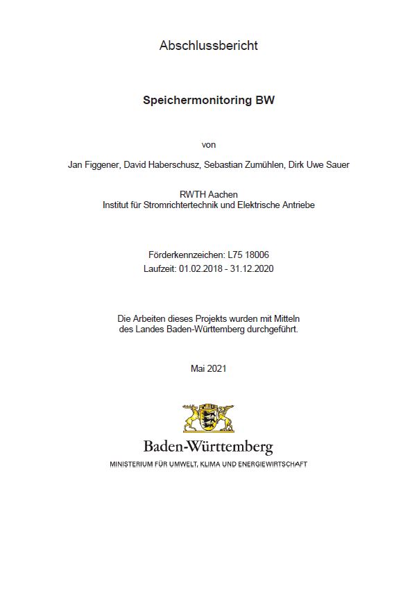 Bild der Titelseite der Publikation: Speichermonitoring BW