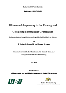 Bild der Titelseite der Publikation: Klimawandelanpassung in der Planung und Gestaltung kommunaler Grünflächen