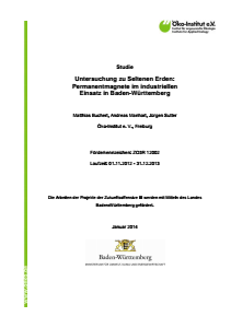 Bild der Titelseite der Publikation: Untersuchung zu seltenen Erden: Permanentmagnete im industriellen Einsatz in Baden-Württemberg