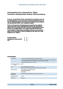 Bild der Titelseite der Publikation: Atmosphärische Deposition 2004. Intensiv-Messstellen Baden-Württemberg