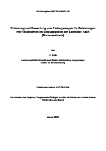 Bild der Titelseite der Publikation: Erfassung und Bewertung von Eintragswegen für Belastungen mit Fäkalkeimen im Einzugsgebiet der Seefelder Aach (Bodenseekreis)