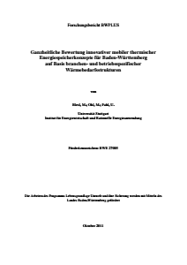 Bild der Titelseite der Publikation: Ganzheitliche Bewertung innovativer mobiler thermischer Energiespeicherkonzepte für Baden-Württemberg auf Basis branchen- und betriebsspezifischer Wärmebedarfsstrukturen
