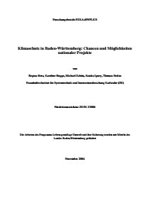 Bild der Titelseite der Publikation: Klimaschutz in Baden-Württemberg: Chancen und Möglichkeiten nationaler Projekte