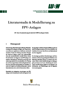 Bild der Titelseite der Publikation: Floating Photovoltaik - Bericht zur verfügbaren Literatur und zur Modellierung verschiedener Bedeckungsszenarien