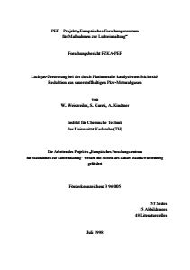 Bild der Titelseite der Publikation: Lachgas-Zersetzung bei der durch Platinmetalle katalysierten Stickoxid-Reduktion aus sauerstoffhaltigen Pkw-Motorabgasen
