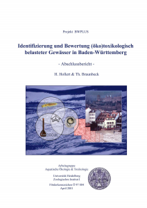 Bild der Titelseite der Publikation: Identifizierung und Bewertung (öko)toxikologisch belasteter Gewässer in Baden-Württemberg