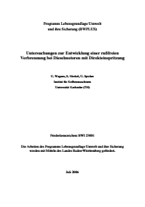 Bild der Titelseite der Publikation: Untersuchungen zur Entwicklung einer rußfreien Verbrennung bei Dieselmotoren mit Direkteinspritzung