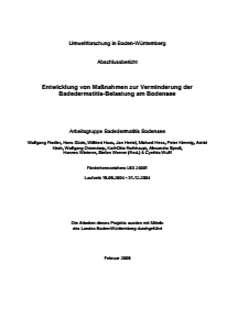 Bild der Titelseite der Publikation: Entwicklung von Maßnahmen zur Verminderung der Badedermatitis-Belastung am Bodensee