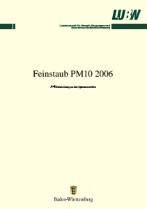 Bild der Titelseite der Publikation: Feinstaub PM10 2006