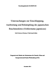 Bild der Titelseite der Publikation: Ausbreitung und Bekämpfung des Japanischen Buschmoskitos