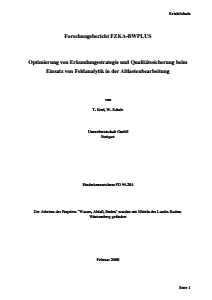 Bild der Titelseite der Publikation: Optimierung von Erkundungsstrategie und Qualitätssicherung beim Einsatz von Feldanalytik in der Altlastenbearbeitung