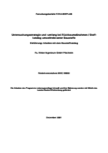 Bild der Titelseite der Publikation: Untersuchungsstrategie und -umfang bei Rückbaumaßnahmen / Stoffkatalog umweltrelevanter Baustoffe - Teil 1