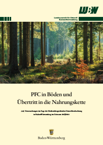 Bild der Titelseite der Publikation: PFC in Böden und Übertritt in die Nahrungskette