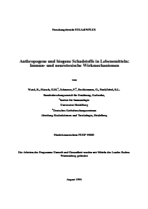 Bild der Titelseite der Publikation: Anthropogene und biogene Schadstoffe in Lebensmitteln: Immun- und neurotoxische Wirkmechanismen
