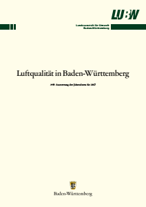 Bild der Titelseite der Publikation: Luftqualität in Baden-Württemberg. Auswertung der Jahresdaten für 2017
