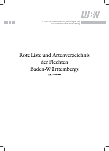 Bild der Titelseite der Publikation: Rote Liste und Artenverzeichnis der Flechten Baden-Württembergs