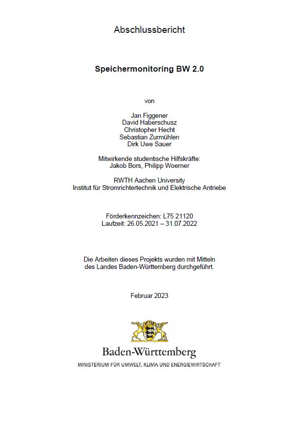 Bild der Titelseite der Publikation: Speichermonitoring BW 2.0