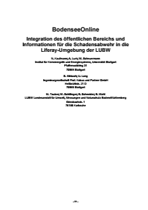 Bild der Titelseite der Publikation: BodenseeOnline - Integration des öffentlichen Bereichs und Informationen für die Schadensabwehr in die Liferay-Umgebung der LUBW