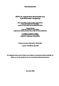 Bild der Titelseite der Publikation: SOFC für regenerative Brennstoffe aus hydrothermaler Vergasung