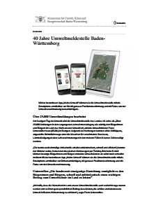Bild der Titelseite der Publikation: 40 Jahre Umweltmeldestelle Baden-Württemberg