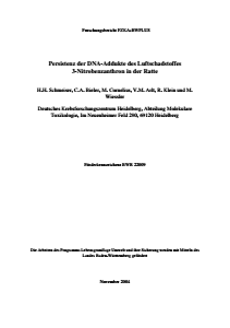 Bild der Titelseite der Publikation: Persistenz der DNA-Addukte des Luftschadstoffes 3-Nitrobenzanthron in der Ratte