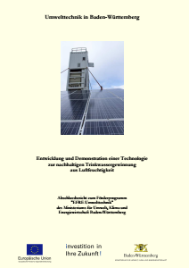 Bild der Titelseite der Publikation: Entwicklung und Demonstration einer Technologie zur nachhaltigen Trinkwassergewinnung aus Luftfeuchtigkeit - WaLu