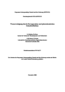 Bild der Titelseite der Publikation: Wasserreinigung durch Pervaporation und photochemischen Schadstoffabbau