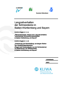 Bild der Titelseite der Publikation: Langzeitverhalten der Schneedecke in Baden-Württemberg und Bayern