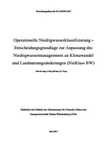 Bild der Titelseite der Publikation: Operationelle Niedrigwasserklassifizierung für baden-württembergische Gewässer