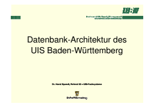 Bild der Titelseite der Publikation: Datenbank-Architektur des UIS BW