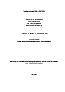 Bild der Titelseite der Publikation: Perspektiven Stationärer Brennstoffzellen im Energiesystem Baden-Württembergs