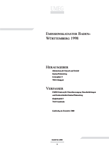Bild der Titelseite der Publikation: Luftschadstoff-Emissionskataster Baden-Württemberg 1998