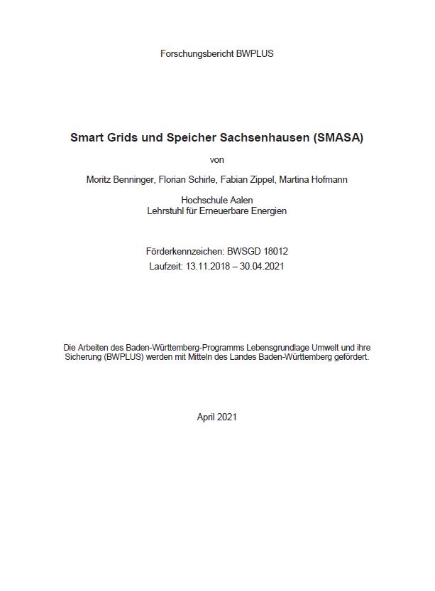 Bild der Titelseite der Publikation: Smart Grids und Speicher Sachsenhausen